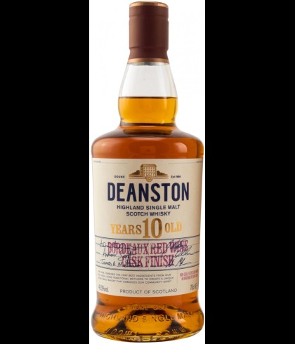 Fles Deanston 10 Years Old Bordeaux Red Wine Cask, single malt whisky, op voorraad bij slijterij t Bockje in Bathmen