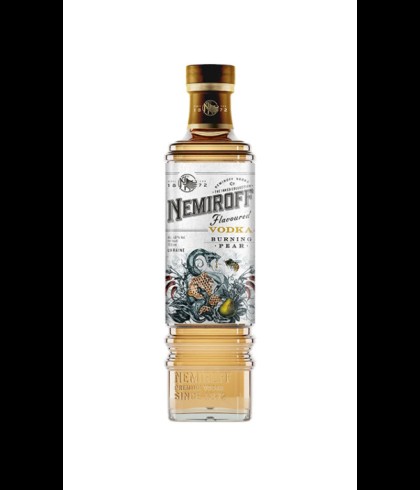 Fles Nemiroff Vodka Burning Pear, wodka, op voorraad bij slijterij t Bockje in Bathmen