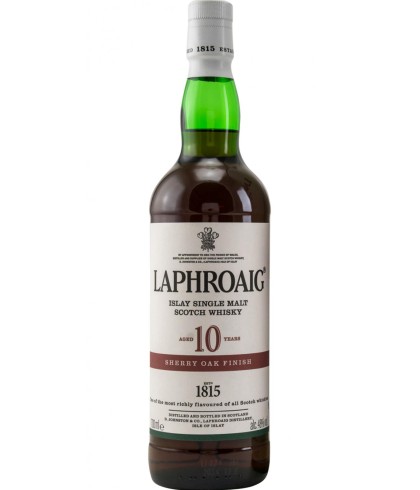 Fles Islay single malt van Laphroaig, op voorraad bij slijterij t Bockje in Bathmen
