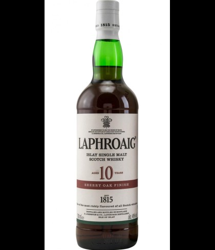 Fles Islay single malt van Laphroaig, op voorraad bij slijterij t Bockje in Bathmen