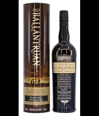 Fles Old Ballantruan Peated Malt, geturfde Schotse Speyside single malt, op voorraad bij slijterij t Bockje in Bathmen