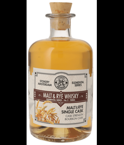 Fles Stokery Amsterdam Elemental Series No.2 Terra Malt & Rye Whisky, whisky, op voorraad bij slijterij ’t Bockje in Bathmen