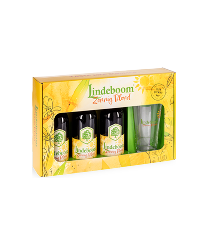 Fles Lindeboom Zonnig Blond Geschenkverpakking, bier van Lindeboom, bij slijterij t Bockje in Bathmen