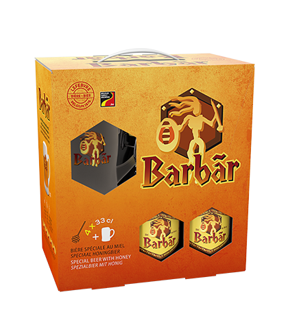 Fles Lefebvre Barbar Gitfpack 4 flessen + glas, bier, bij slijterij t Bockje in Bathmen