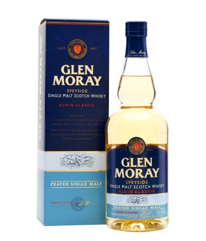 Fles Glen Moray Peated, single malt whisky, op voorraad bij slijterij t Bockje in Bathmen