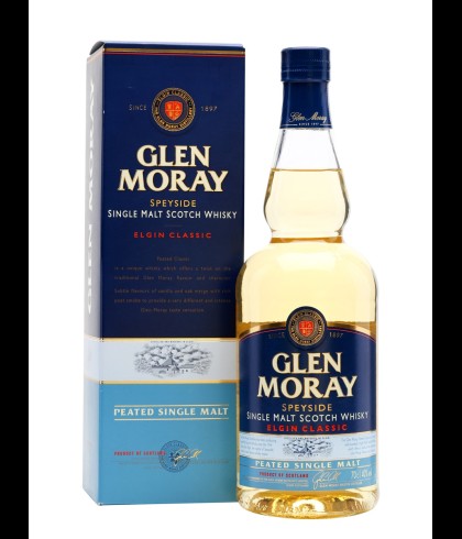 Fles Glen Moray Peated, single malt whisky, op voorraad bij slijterij t Bockje in Bathmen