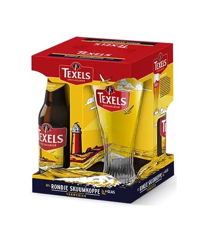 Geschenk Biergeschenk Rondje Texels Skuumkoppe 3 flesjes + glas van Texels, bij slijterij ’t Bockje in Bathmen