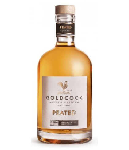Fles GOLD COCK PEATED, whisky, bij slijterij t Bockje in Bathmen