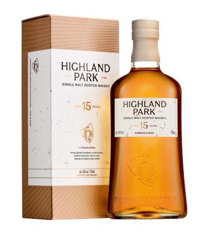 Fles Highland Park 15 Years Old Complex & Rich, single malt whisky, op voorraad bij slijterij t Bockje in Bathmen