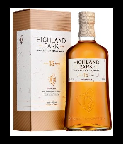 Fles Highland Park 15 Years Old Complex & Rich, single malt whisky, op voorraad bij slijterij t Bockje in Bathmen