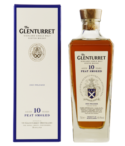 Fles Glenturret 10 Years Old Peat Smoked 2023, whisky, bij slijterij ’t Bockje in Bathmen