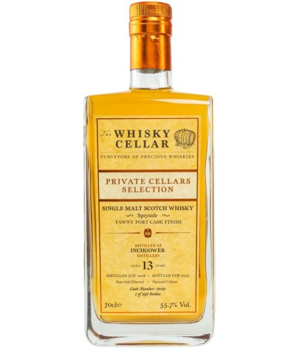 Fles Whisky Cellar Inchgower 13 Years Old, enkel vat gebotteld door The Whisky Cellar, op voorraad bij slijterij ’t Bockje in Bathmen