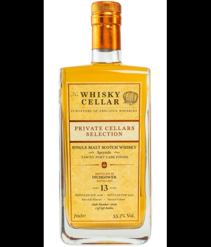 Fles Whisky Cellar Inchgower 13 Years Old, enkel vat gebotteld door The Whisky Cellar, op voorraad bij slijterij t Bockje in Bathmen