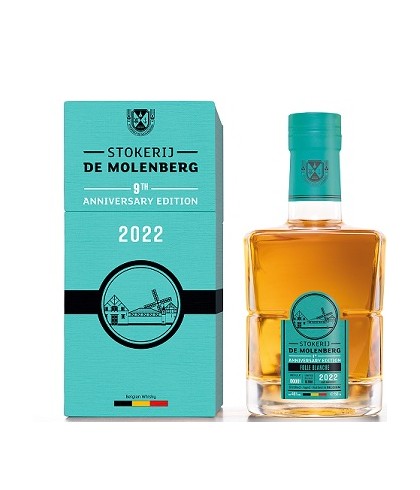 Fles Stokerij De Molenberg 9th Anniversary Folle Blance 2022, whisky, op voorraad bij slijterij t Bockje in Bathmen