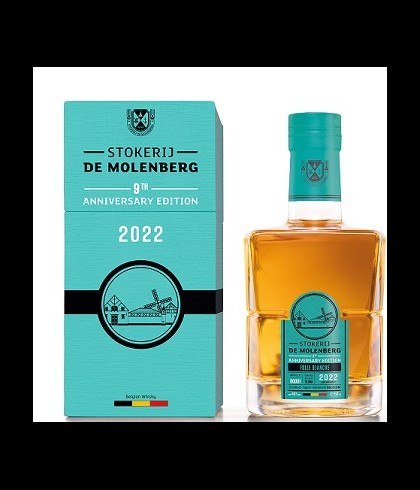 Fles Belgische single malt whisky van Stokerij De Molenberg, op voorraad bij slijterij t Bockje in Bathmen