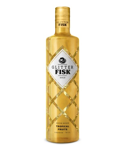 Likeur Fisk Glitter Gold Tropical Fruits van Fisk, bij slijterij ’t Bockje in Bathmen