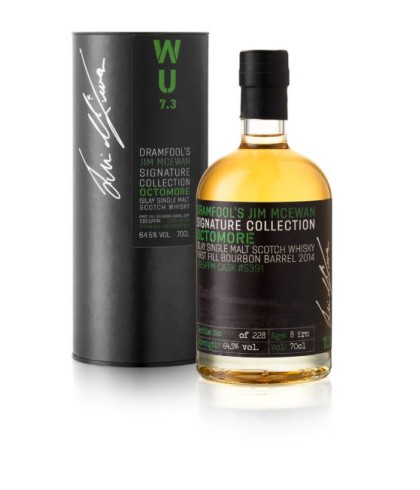 Fles Dramfool Octomore 7.3, zwaar geturfde Islay single malt, op voorraad bij slijterij t Bockje in Bathmen