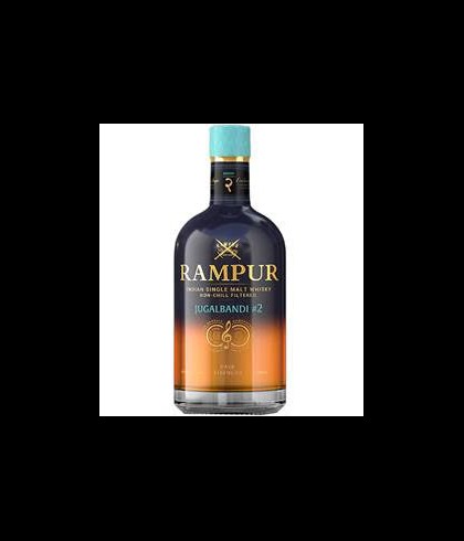 Fles Rampur Jugalbandi 2 Calvados, Indiase single malt whisky, op voorraad bij slijterij t Bockje in Bathmen