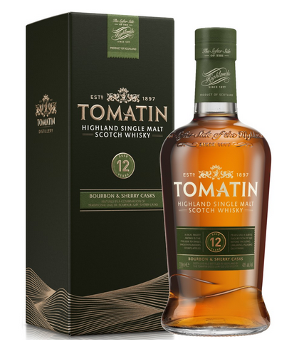 Fles Tomatin 12 Years Old, Highland single malt whisky, op voorraad bij slijterij t Bockje in Bathmen