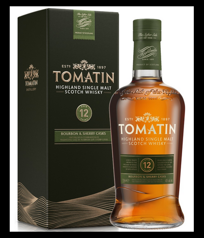 Fles Tomatin 12 Years Old, Highland single malt whisky, op voorraad bij slijterij t Bockje in Bathmen