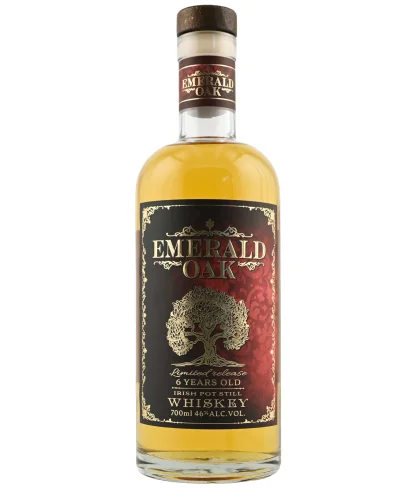 Fles Emerald oak 6YO Single Pot Still Irish Whiskey Limited Release, whisky, bij slijterij t Bockje in Bathmen