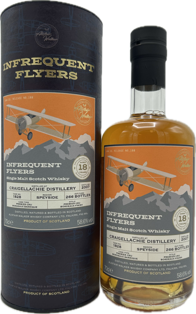 Fles Infrequent Flyers Craigellachie 2007 18Y, single malt whisky, op voorraad bij slijterij t Bockje in Bathmen