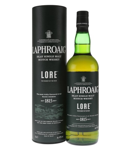 Fles Islay single malt van Laphroaig, op voorraad bij slijterij t Bockje in Bathmen