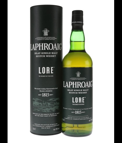 Fles Islay single malt van Laphroaig, op voorraad bij slijterij t Bockje in Bathmen