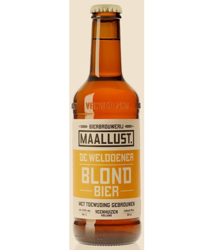 Maallust De Weldoener Blond, bier bij slijterij t Bockje in Bathmen