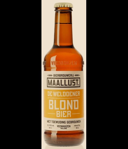 Maallust De Weldoener Blond, bier bij slijterij t Bockje in Bathmen