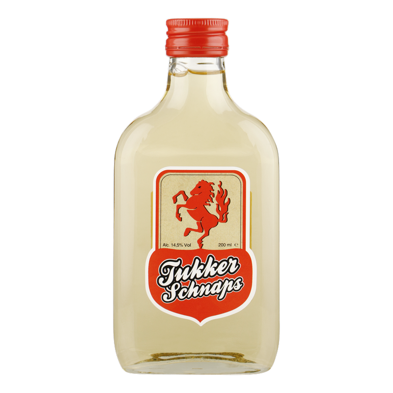 Likeur Tukker Schnaps zakflacon 20cl. van Tukker, op voorraad bij slijterij ’t Bockje in Bathmen