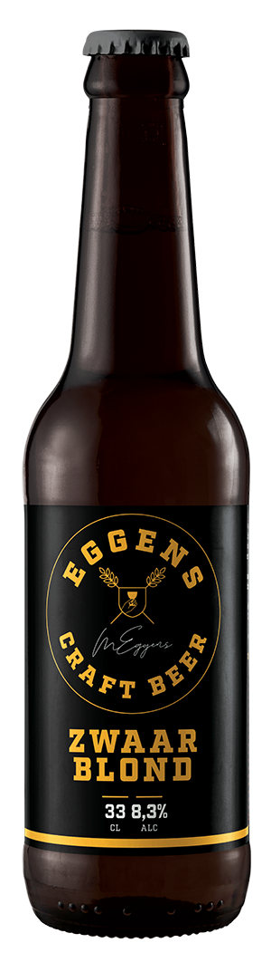 Fles Eggens zwaar blond, bier van Eggens, bij slijterij t Bockje in Bathmen