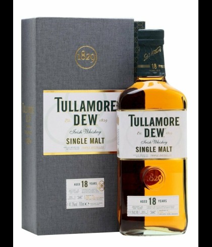 Fles Tullamore Dew 18 Years Old Single Malt, Ierse whiskey uit Tullamore, op voorraad bij slijterij t Bockje in Bathmen