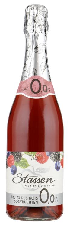 Alcoholvrije drank Stassen Degre Zero Bosvruchten Cider 0,0 van Stassen Degre Zero, bij slijterij ’t Bockje in Bathmen