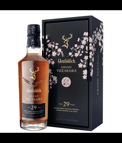 Fles Glenfiddich 29 Years Old Grand Yozakura, single malt whisky, op voorraad bij slijterij t Bockje in Bathmen