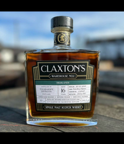 Fles Claxtons Warehouse No.1 Tullibardine 2005 16 Years Old, Schotse single malt whisky uit Blackford, op voorraad bij slijterij t Bockje in Bathmen