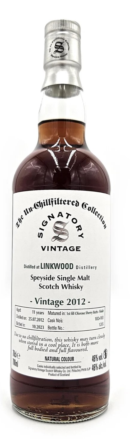 Fles Signatory Vintage Linkwood 11 Years Old 2012 The Un-chillfiltered Collection, enkel vat gebotteld door Signatory Vintage, op voorraad bij slijterij t Bockje in Bathmen