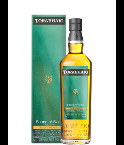 Fles Torabhaig Sound of Sleat Batch Strength Legacy Series Chapter 4, geturfde single malt van het eiland Skye, op voorraad bij slijterij t Bockje in Bathmen