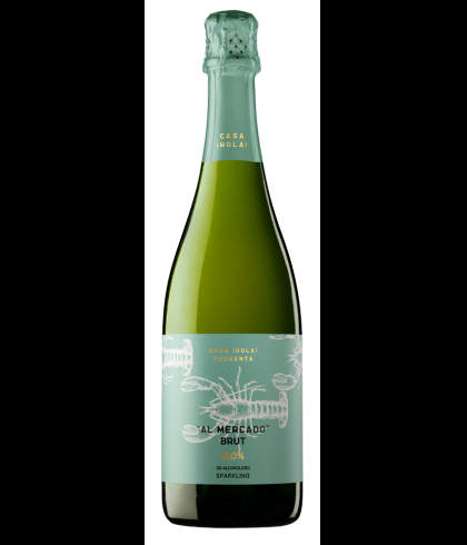 Fles Al Mercado Brut Blanco 0.0, alcoholvrije mousserende wijn uit Spanje, bij slijterij t Bockje in Bathmen