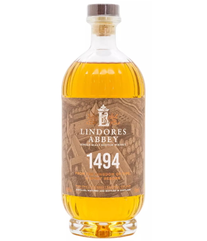 Fles Lindores Abbey 1494, whisky, bij slijterij ’t Bockje in Bathmen
