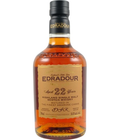 Fles Edradour 22 Years Old Amarone Casks, single malt whisky, op voorraad bij slijterij t Bockje in Bathmen