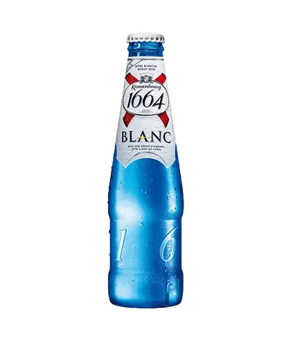 Fles Kronenbourg 1664 Blanc, bier van Kronenbourg, bij slijterij t Bockje in Bathmen