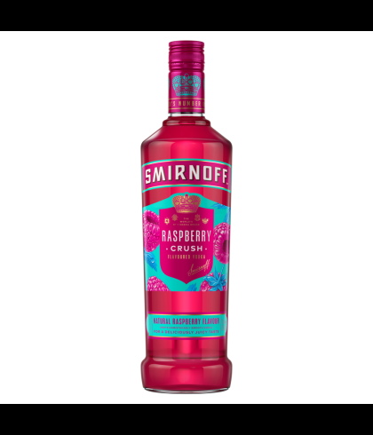 Fles Smirnoff Raspberry Crush, wodka, op voorraad bij slijterij t Bockje in Bathmen