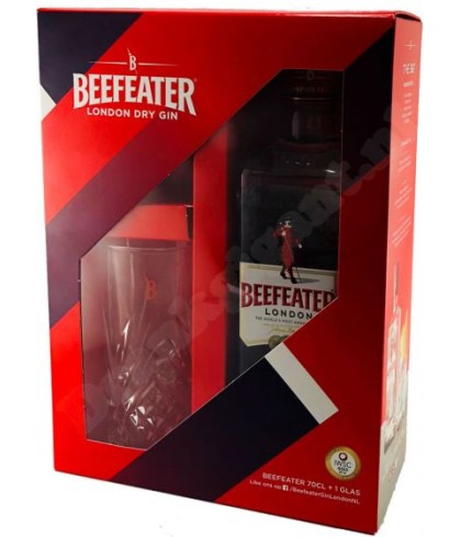 Fles Beefeater Gin 70cl + Glas EOY, gin, op voorraad bij slijterij t Bockje in Bathmen