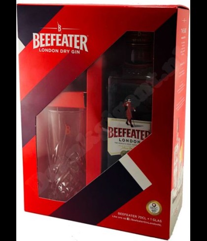 Fles Beefeater Gin 70cl + Glas EOY, gin, op voorraad bij slijterij t Bockje in Bathmen