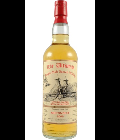 Fles The Ultimate Miltonduff 12 Years Old 2009, enkel vat gebotteld door The Ultimate uit Amersfoort, op voorraad bij slijterij t Bockje in Bathmen