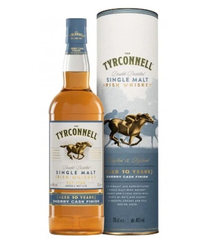 Fles Tyrconnell Kilbeggan 10 Years Old Irish Single Malt Whiskey Sherry Cask, whisky, op voorraad bij slijterij t Bockje in Bathmen