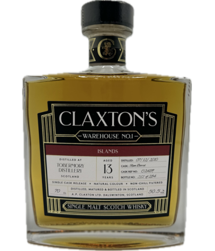 Fles Claxtons Warehouse No.1 Tobermory 2010 13 Years Old, single malt whisky van het eiland Mull, op voorraad bij slijterij t Bockje in Bathmen