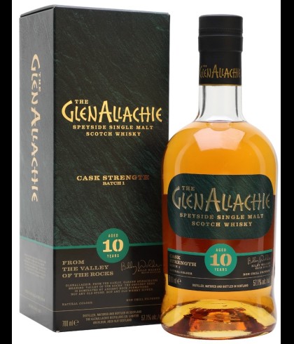 Fles GlenAllachie 10 Years Old Cask Strength, single malt whisky, op voorraad bij slijterij t Bockje in Bathmen