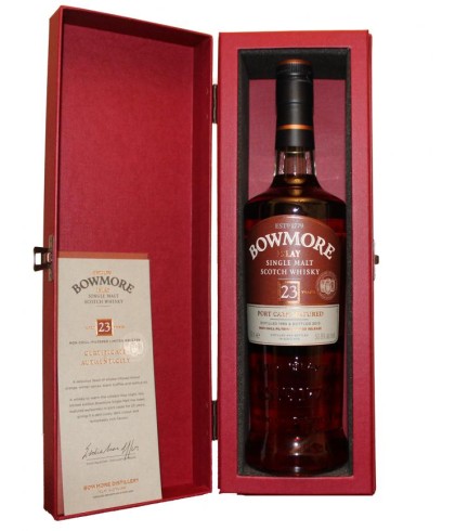 Fles Bowmore 23 Years Old Islay Single Maltwhisky Vintage 1989, whisky, bij slijterij t Bockje in Bathmen